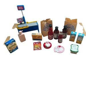 Mini Brands Lot, cash stand, taco seasoning , feta, babybell, red hot, bags
